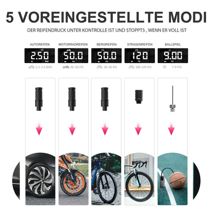 A8 Fahrradpumpe Elektrisch Luftpumpe 150PSI (Fahrrad Luftpumpen) kaufen bei Linkreich – Jetzt entdecken!