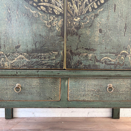 Vintage Asia Chinesischer Schrank Hochzeitsschrank Kommode Tannengrün - Art. A600-2
