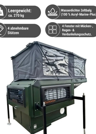 Capracamper Absetz-WohnkCampraabine Camper Leichtbau – ca. 220 kg, 20 mm EPS-Isolierung, ausziehbares 195×160 cm-Bett - Linkreich