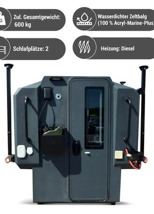 Absetz-Wohnkabine Camper Leichtbau – ca. 220 kg, 20 mm EPS-Isolierung, ausziehbares 195×160 cm-Bett - Linkreich