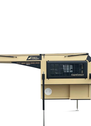 Capracamper Absetz-Wohnkabine Camper Leichtbau – ca. 220 kg, 20 mm EPS-Isolierung, ausziehbares 195×160 cm-Bett (Schwarz/Grau/Grün/Beige) - Linkreich