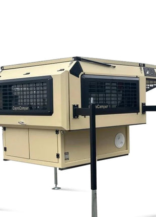Capracamper Absetz-Wohnkabine Camper Leichtbau – ca. 220 kg, 20 mm EPS-Isolierung, ausziehbares 195×160 cm-Bett (Schwarz/Grau/Grün/Beige) - Linkreich