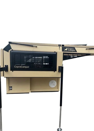 Capracamper Absetz-Wohnkabine Camper Leichtbau – ca. 220 kg, 20 mm EPS-Isolierung, ausziehbares 195×160 cm-Bett (Schwarz/Grau/Grün/Beige) - Linkreich