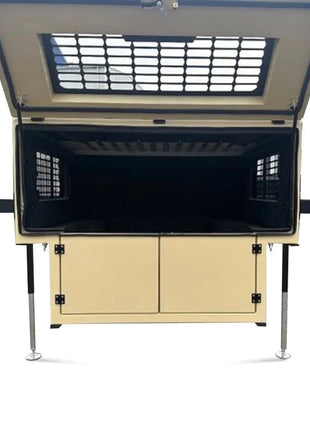 Capracamper Absetz-Wohnkabine Camper Leichtbau – ca. 220 kg, 20 mm EPS-Isolierung, ausziehbares 195×160 cm-Bett (Schwarz/Grau/Grün/Beige) - Linkreich