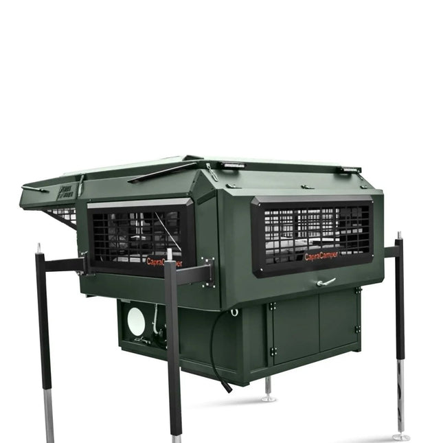 Capracamper Absetz-Wohnkabine Camper Offroad – 170 W Solaranlage, Eberspächer-Diesel-Standheizung, Face-to-Face-Dinette (Schwarz/Grau/Grün) - Linkreich