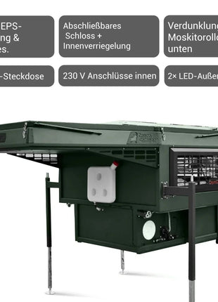 Capracamper Absetz-Wohnkabine Camper Offroad – 170 W Solaranlage, Eberspächer-Diesel-Standheizung, Face-to-Face-Dinette (Schwarz/Grau/Grün) - Linkreich