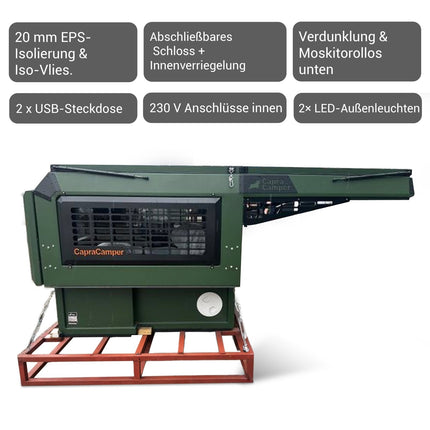 Absetz - Wohnkabine Leichtbau – ca. 220 kg, 20 mm EPS - Isolierung, ausziehbares 195×160 cm - Bett (Absetzkabinen) kaufen bei Linkreich – Jetzt entdecken!