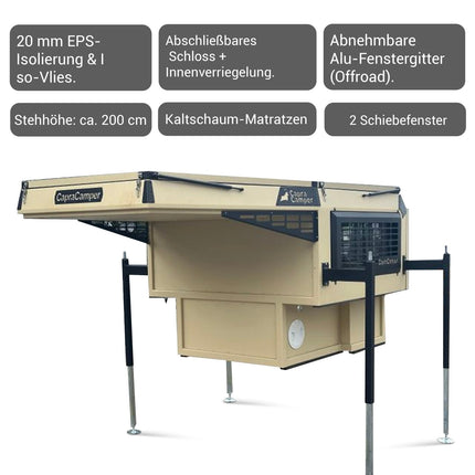 Absetz - Wohnkabine Leichtbau – ca. 220 kg, 20 mm EPS - Isolierung, ausziehbares 195×160 cm - Bett (Schwarz/Grau/Grün/Beige) (Wohnkabinen) kaufen bei Linkreich – Jetzt entdecken!
