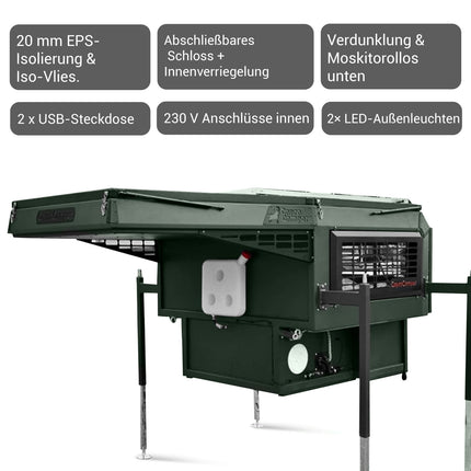 Absetz - Wohnkabine Offroad – 170 W Solaranlage, Eberspächer - Diesel - Standheizung, Face - to - Face - Dinette (Schwarz/Grau/Grün) (Absetzkabinen) kaufen bei Linkreich – Jetzt entdecken!