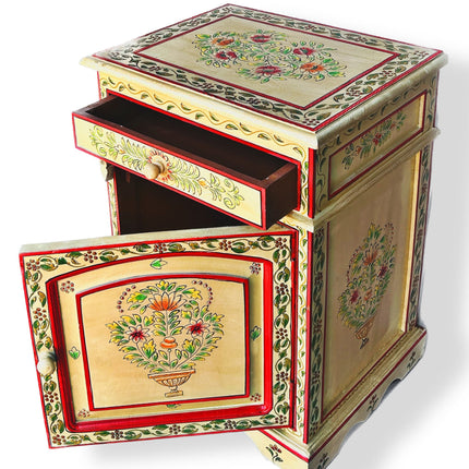Vintage Asia Handbemaltes Indisches Kästchen Nachttisch - Art. Chest_IRF