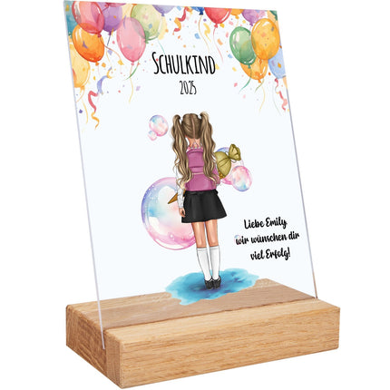 SEO. Acrylglas mit Konfiguration - Einschulung - Mädchen Linkreich