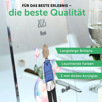 SEO. Acrylglas mit Konfiguration - Einschulung - Junge Linkreich