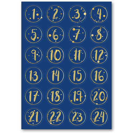 SEO. Adventskalender Zahlenaufkleber zum basteln mit bunten Zahlen für Weihnachten zum Selbstgestalten - Blau Linkreich