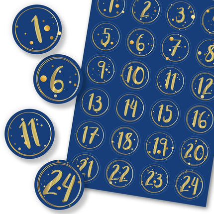 SEO. Adventskalender Zahlenaufkleber zum basteln mit bunten Zahlen für Weihnachten zum Selbstgestalten - Blau Linkreich