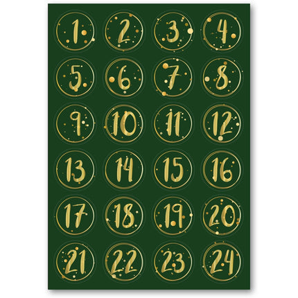 SEO. Adventskalender Zahlenaufkleber zum basteln mit bunten Zahlen für Weihnachten zum Selbstgestalten - Grün Linkreich