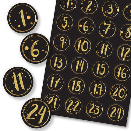 SEO. Adventskalender Zahlenaufkleber zum basteln mit bunten Zahlen für Weihnachten zum Selbstgestalten - Schwarz Linkreich