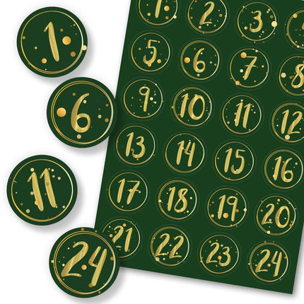 SEO. Adventskalender Zahlenaufkleber zum basteln mit bunten Zahlen für Weihnachten zum Selbstgestalten - Grün Linkreich