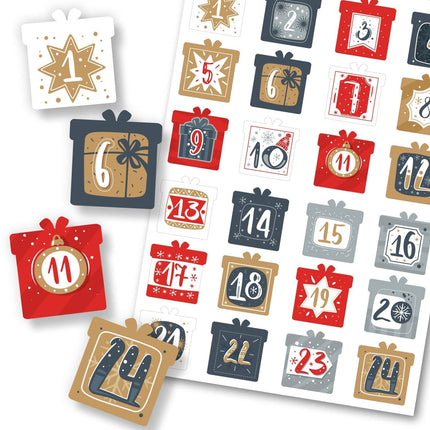 SEO. Adventskalender Zahlenaufkleber zum basteln mit bunten Zahlen für Weihnachten zum Selbstgestalten - Linkreich