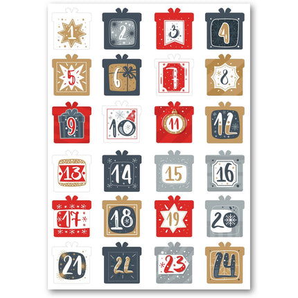 SEO. Adventskalender Zahlenaufkleber zum basteln mit bunten Zahlen für Weihnachten zum Selbstgestalten - Linkreich