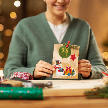 SEO. Adventskalender zum befüllen 25 Kraftpapiertüten + Zahlenaufkleber & Sticker zum Selbstgestalten - Linkreich