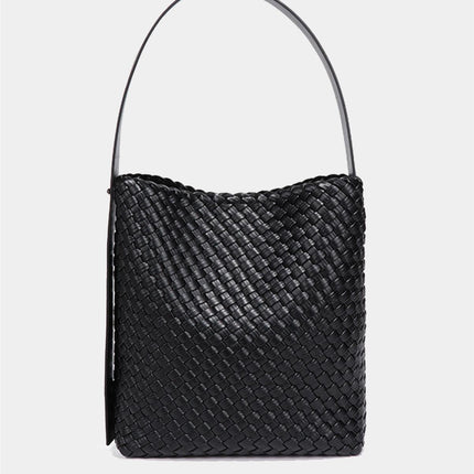 Braided Shoulder Handbag In Black