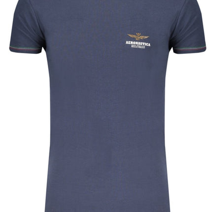 SEO. AERONAUTICA MILITARE Air Force T-Shirt Herren – Outdoor - Blaues Basic mit Logo - Druck - Blau Linkreich