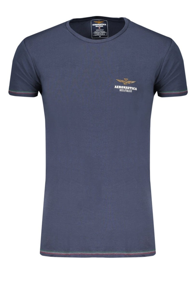 SEO. AERONAUTICA MILITARE Air Force T-Shirt Herren – Outdoor - Blaues Basic mit Logo - Druck - Blau Linkreich
