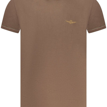 SEO. AERONAUTICA MILITARE Air Force T-Shirt Herren – Outdoor - Blaues Basic mit Logo - Druck - Braun Linkreich