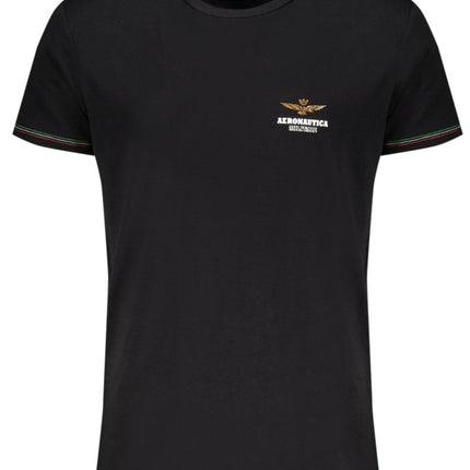 SEO. AERONAUTICA MILITARE Air Force T-Shirt Herren – Outdoor - Blaues Basic mit Logo - Druck - Schwarz Linkreich