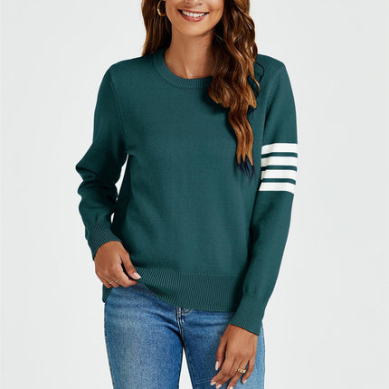 Stripe Pattern Jumper Top In Dark Green
