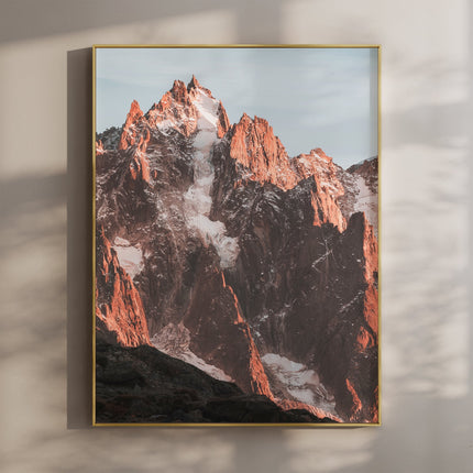 Aiguille de Chamonix Sunset Wall Art | Alpine Mountain Print