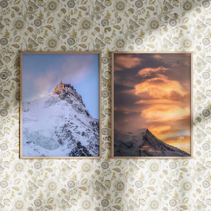 Aiguille du Midi and Aiguille du Goûter Wall Art - Mountain Photography Set of 2