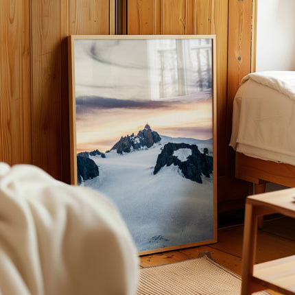 Aiguille du Midi Sunset Print – Glacier Wall Art from Chamonix Alps