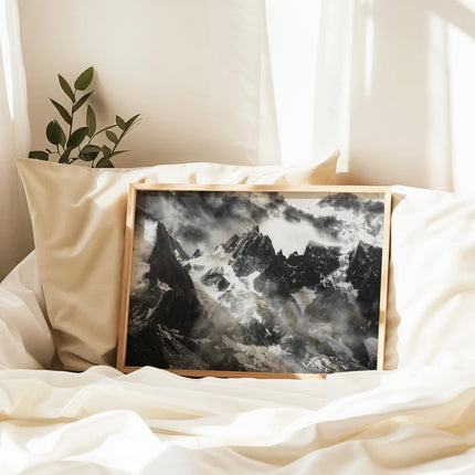 Needles of Chamonix Black and White Photography Wall Art