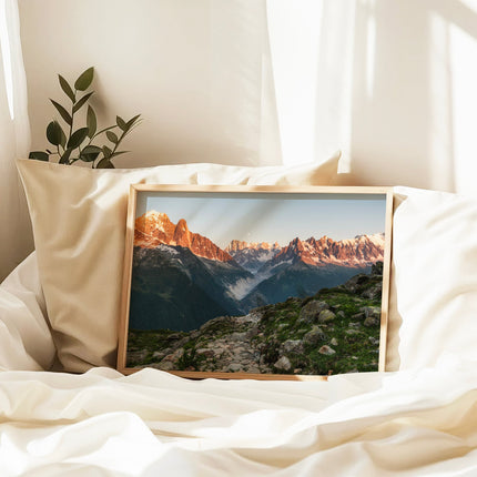 Mont Blanc Massif Sunset Wall Art - Chamonix Print with Mer de Glace View