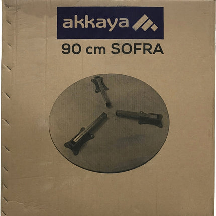 Akkaya Holzbodentisch Sofra Esstisch Klapptisch mit Metalfüße Durchmesser 90cm