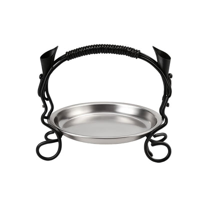 Akkaya Obstschale Metall mit Henkel rund 24 cm Schwarz Edelstahl Einsatz dekorative Servierschale