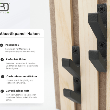 SEO. Akustikpaneel Doppel‑Haken 13 mm – Momento / Denpanels – BF3D Solution – 2er‑Set - Linkreich