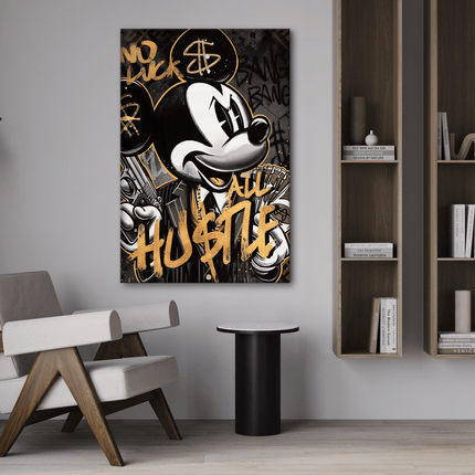 All Hustle Mickey - Leinwandbild Pop Art / Motivation