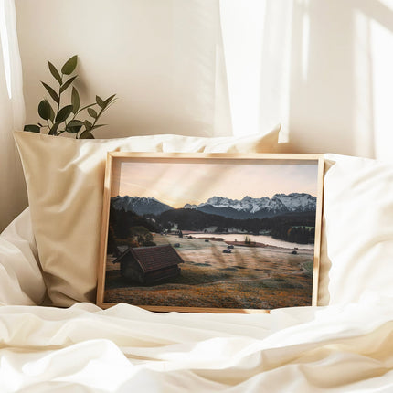 Geroldsee Wall Art – Bavarian Alps Landscape Print with Alpine Huts