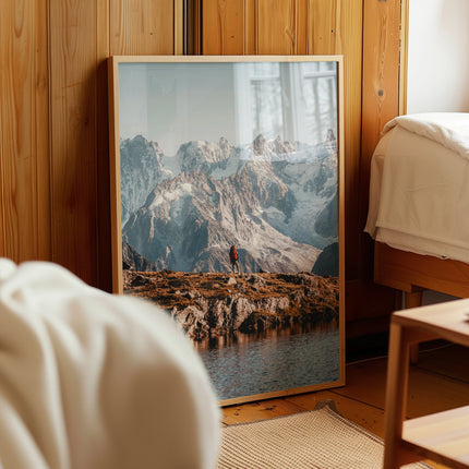 Hiker on the Tour du Mont Blanc Print - Chamonix Mountain Wall Art