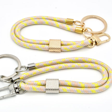 Schlüsselanhänger aus Seil mit Karabiner Gelb Mix