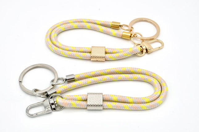 Schlüsselanhänger aus Seil mit Karabiner Gelb Mix