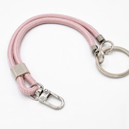Schlüsselanhänger aus Seil mit Karabiner Puderrosa