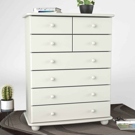 SEO. Anika Kiefer Massivholz Kommode | 8-Schubladen | 100% Bio Kiefer - Schneeweiss Linkreich
