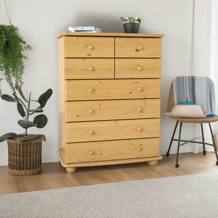SEO. Anika Kiefer Massivholz Kommode | 8 - Schubladen | 100% Bio Kiefer - Natur Linkreich
