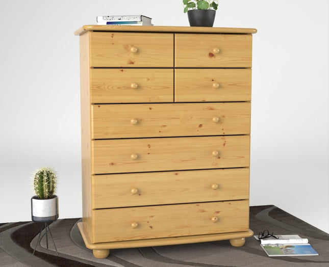 SEO. Anika Kiefer Massivholz Kommode | 8 - Schubladen | 100% Bio Kiefer - Natur Linkreich