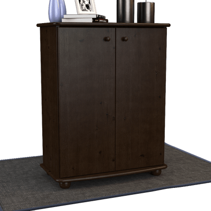 SEO. Anika Kommode 110er Bio Kiefer Massivholz | 2-Türig Sideboard mit Regalfächern | Anrichte aus 100% Massivholz - Wenge Linkreich