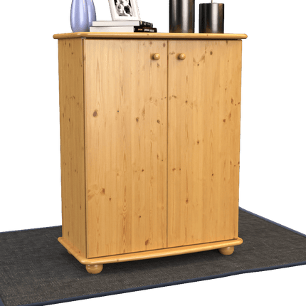 SEO. Anika Kommode 110er Bio Kiefer Massivholz | 2-Türig Sideboard mit Regalfächern | Anrichte aus 100% Massivholz - Natur Linkreich
