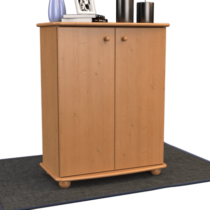 SEO. Anika Kommode 110er Bio Kiefer Massivholz | 2-Türig Sideboard mit Regalfächern | Anrichte aus 100% Massivholz - Natur unbehandelt ohne Lack Linkreich